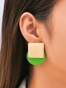 Pendientes de botón geométricos - Multicolor - Ver 1