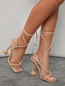 SHUZIA 素色極簡裹腿高跟鞋 - 杏色 - 查看 2