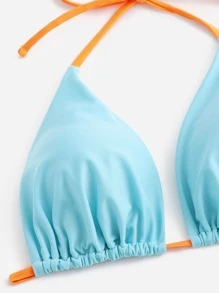 SHEIN Swim Curve Plus Size Triangle Tie Side Bikini Set Summer Beach - Multicolor - View 3