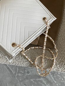 Quilted Pattern Chain Square Bag - White - View 5