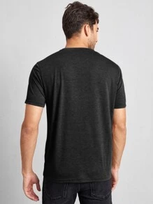 GENTILAND 男士條紋圖案貼布細節T恤 - 黑色 - 查看 2