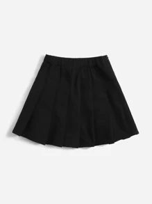 SHEIN Girls Solid Pleated Skirt - Black - View 2
