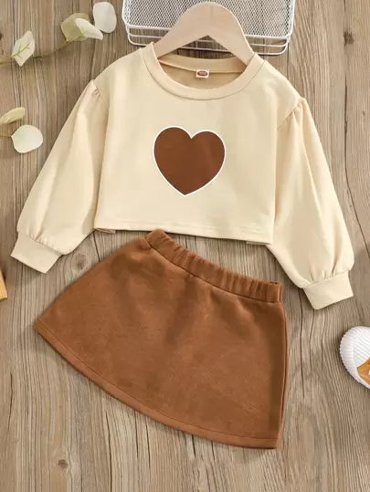 Genkimix Kids 少女心印花連帽衫與裙子