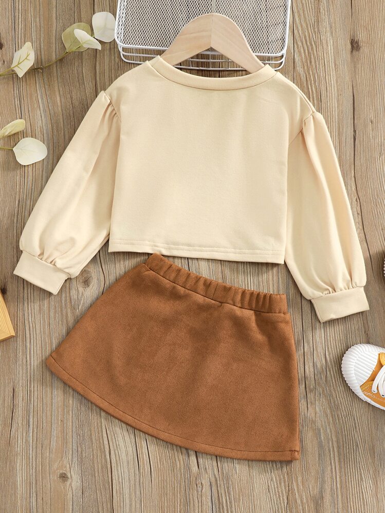 Genkimix Kids 少女心印花連帽衫與裙子 - 彩色 - 查看 2