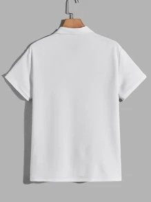 Manfinity RebelGame Men Solid Lapel Collar Polo Shirt - White - View 2