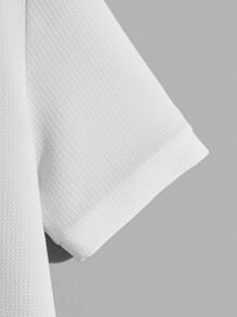 Manfinity RebelGame Men Solid Lapel Collar Polo Shirt - White - View 3