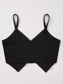 Áo hai dây Bất đối xứng Pha lê kim cương Con số Giải trí - màu đen - Xem 2