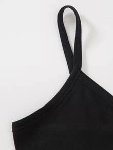 Áo hai dây Bất đối xứng Pha lê kim cương Con số Giải trí - màu đen - Xem 4