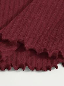 Muchica 生菜邊羅紋針織包臀連衣裙 - 酒紅色 - 查看 4