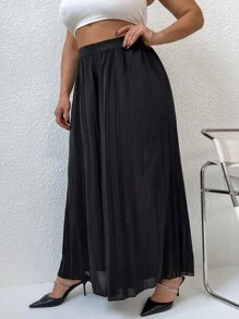 Celure Plus Pleated Wide Leg Trousers - Black - View 3