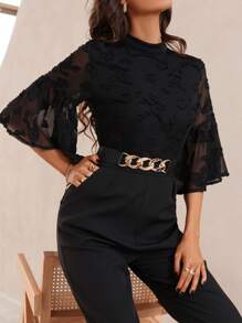 Modelyn Áo liền quần nữ màu trơn Thanh lịch - màu đen - Xem 3