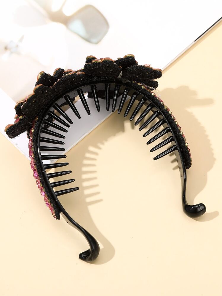 1個 ラインストーン フラワー ヘアクロウクリップ(ランダムライン