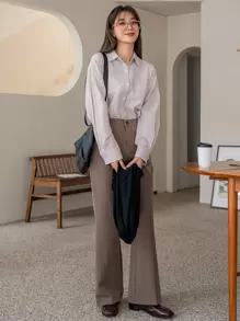 DAZY 竖条纹落肩衬衫、长袖上衣、秋装 - 彩色 - 查看 3