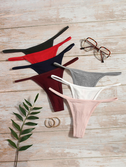 Snug Zone 7packs Plain Ribbed Sexy G-String
