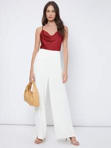 BizChic Women's Sleeveless Satin Camisole Top, Romantic Elegant Solid Color Casual Business Commuter Wear, Suitable For Office, Daily, Autumn - Burgundy - View 3