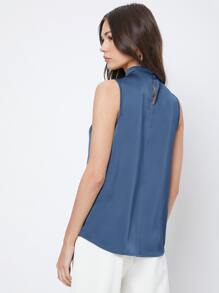 BizChic Keyhole Back Sleeveless Top Workwear - Navy Blue - View 2
