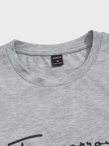 SHEIN Men Letter Graphic Tee & Trousers Lounge Set - Multicolor - View 4