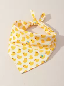 1入組小號/中型狗骨、爪子和鴨子圖案寵物頭巾圍兜 - 查看 1