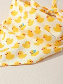 1入組小號/中型狗骨、爪子和鴨子圖案寵物頭巾圍兜 - 查看 3