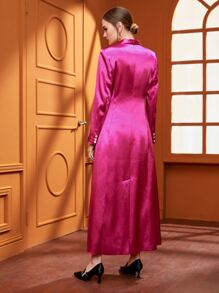 Hadeel Al Sulaiman Button Front Lapel Neck Coat - Hot Pink - View 2