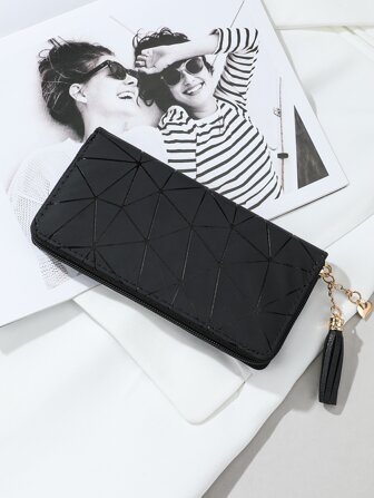 1 件男女通用长款 PU 钱包，简约钻石图案女士大容量硬币和纸币隔层钱包，多层钱包