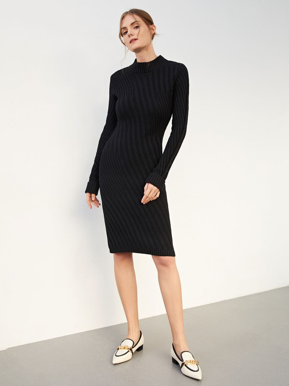 WOOL MIX SPLIT SWEATER DRESS