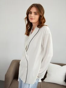 SHEIN Top para dormir unido en contraste - Blanco - Ver 3