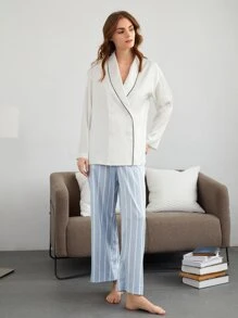 SHEIN Top para dormir unido en contraste - Blanco - Ver 4