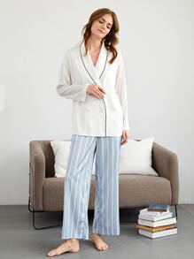 SHEIN Top para dormir unido en contraste - Blanco - Ver 5