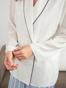 SHEIN Top para dormir unido en contraste - Blanco - Ver 6