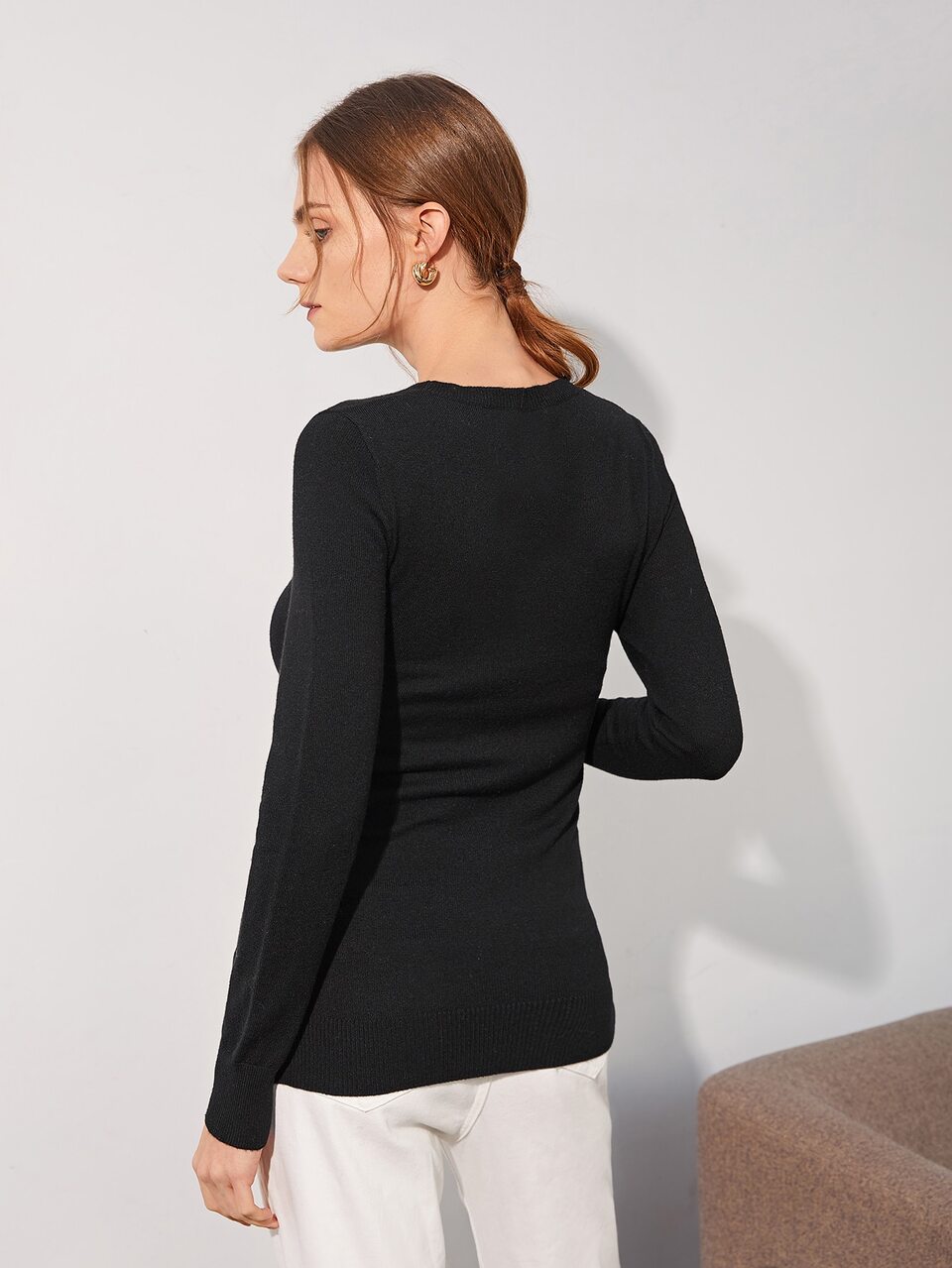 MOTF WOOL MIX LACE-UP CORSET SWEATER