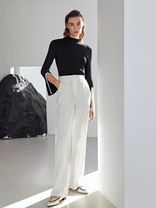 MOTF PREMIUM 羊毛混紡開衩袖套頭毛衣 - 黑色 - 查看 5