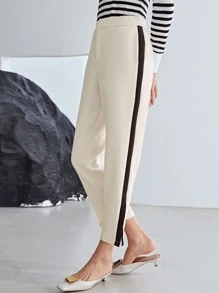 MOTF PREMIUM VISCOSE STRAIGHT FIT SPLIT TROUSERS - Beige - View 1