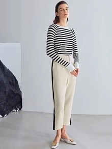 MOTF PREMIUM VISCOSE STRAIGHT FIT SPLIT TROUSERS - Beige - View 3