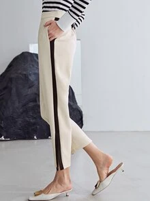 MOTF PREMIUM VISCOSE STRAIGHT FIT SPLIT TROUSERS - Beige - View 5