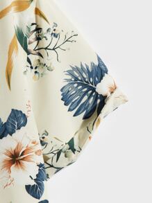 GENTILAND 男士熱帶印花襯衫（不帶襯衫內背心），修身短袖扣子上衣圖案浮華多彩，度假海灘男友禮物 - 彩色 - 查看 4