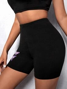 Zolique 蝴蝶圖案騎行褲 - 黑色 - 查看 3