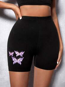 Zolique 蝴蝶圖案騎行褲 - 黑色 - 查看 6