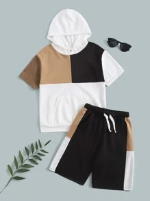 SHEIN Bộ hai mảnh Trai Dây kéo Túi Khối Màu Thể thao - Nhiều màu - Xem 1