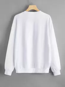 SHEIN LUNE Figure And Butterfly Print Sweatshirt - White - View 2