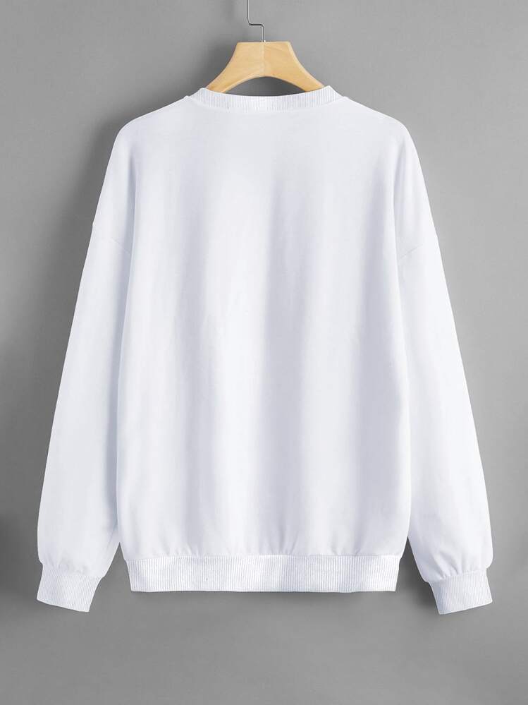 SHEIN LUNE Sudadera con estampado de figura y mariposa - Blanco - Ver 2