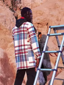 Manfinity Roghcode 男士格紋西裝領花呢外套 - 彩色 - 查看 2