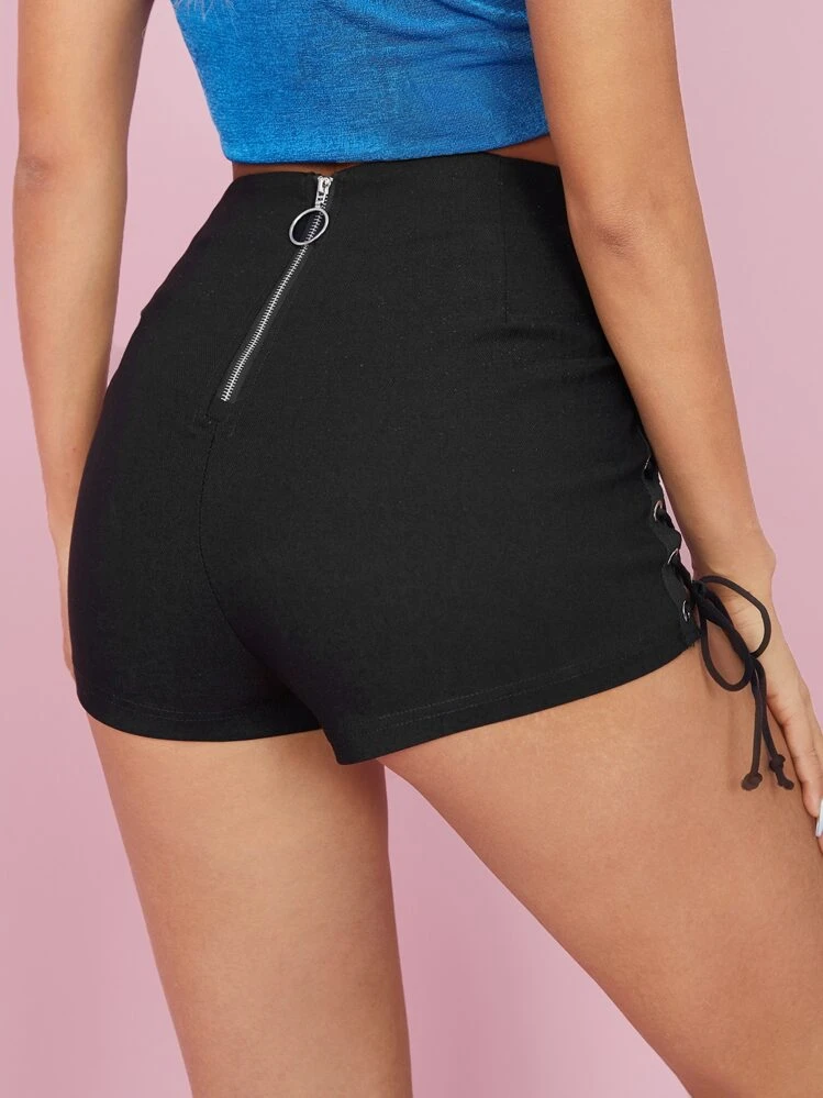 SHEIN ICON Grommet Eyelet Lace Up Side Shorts | SHEIN USA