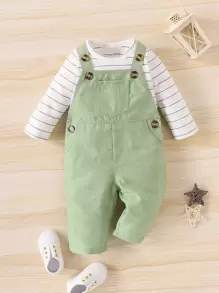 Baby Boy Striped Bodysuit With Overalls - Multicolor - View 1