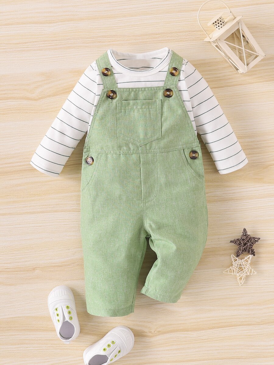 Baby Boy Striped Bodysuit With Overalls - Multicolor - View 1