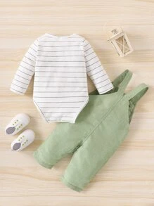 Baby Boy Striped Bodysuit With Overalls - Multicolor - View 2