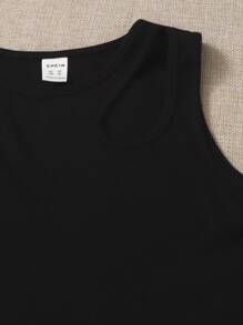 SHEIN Tween Girl 2pcs Cut Out Crop Tank Top - Black and White - View 3