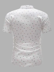 GENTILAND Áo sơ mi Nam Nút phía trước Tất cả trên in Giải trí - trắng - Xem 2