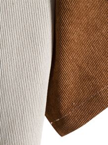 ROMWE MEN Guys Colorblock Curved Hem Shirt - Beige - View 3