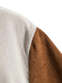 ROMWE MEN Guys Colorblock Curved Hem Shirt - Beige - View 5